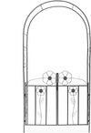 Arco da Giardino in Ferro con Cancello per Piante Rampicanti 116x36.5 H228cm Nero