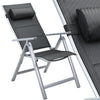 Set 2 Sedie da Giardino Alluminio Schienale Alto Imbottite Pieghevoli Nere