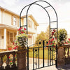 Arco da Giardino in Ferro con Cancello per Piante Rampicanti 116x36.5 H228cm Nero