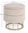 Pouf contenitore tondo con piede ottone Pavlina seduta in velluto arredamento moderno