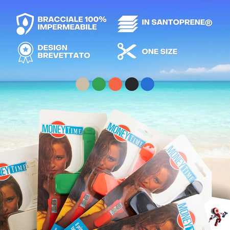 Moneytime - Portafoglio da Spiaggia - Bracciale Portamonete e Banconote