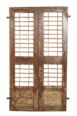 Biscottini Porta portone in legno massello e ferro da interno o da esterno vecchia e antica medievale