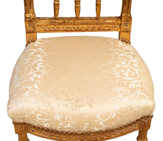 Biscottini Biscottini Sedia Poltroncina Luigi XVI Legno Faggio Massello Foglia Oro 41x35x97