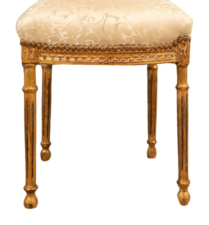 Biscottini Biscottini Sedia Poltroncina Luigi XVI Legno Faggio Massello Foglia Oro 41x35x97