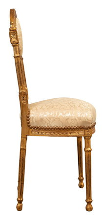 Biscottini Biscottini Sedia Poltroncina Luigi XVI Legno Faggio Massello Foglia Oro 41x35x97