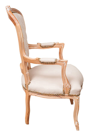 Biscottini Biscottini Poltrona Luigi XVI Francese Faggio Intagliata Shabby Imbottita