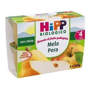 Hipp bio frutta grattuggiata mela pera 4vasettix100g