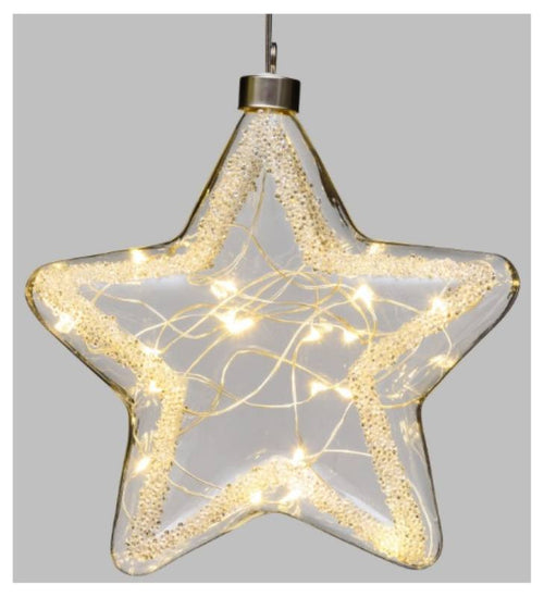 Stella Vetro diametro18cm CGB 20 MicroLED BIANCO CALDO, Vetro Trasparente decorazione Gocce di Diamante Diamond Be