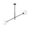 Lampadario 2 Luci Linear In Acciao Nero Con Bracci Regolabili E Vetro Opale