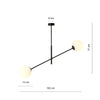 Lampadario 2 Luci Linear In Acciao Nero Con Bracci Regolabili E Vetro Opale