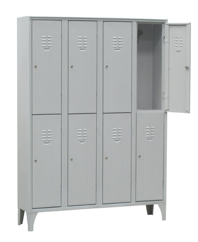 Armadietto spogliatoio ad 8 posti multi vano in versione monoblocco verniciata cm. 120x50x180h