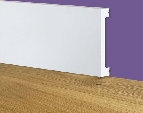 116ml-bancale-di-Battiscopa-SQUADRATO-BIANCO-Passacavo-75x13x2000mm-in-POLIMERI