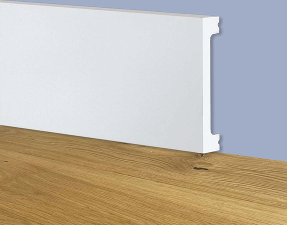 116ml-bancale-di-Battiscopa-SQUADRATO-BIANCO-Passacavo-75x13x2000mm-in-POLIMERI