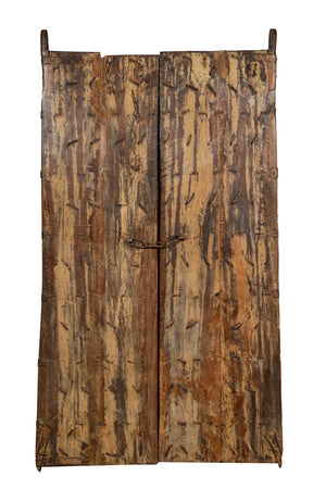 Biscottini Porta portone in legno massello e ferro da interno o da esterno vecchia e antica medievale scorrevole
