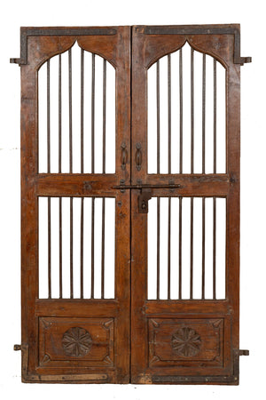 Biscottini Porta portone in legno massello e ferro da interno o da esterno vecchia e antica medievale