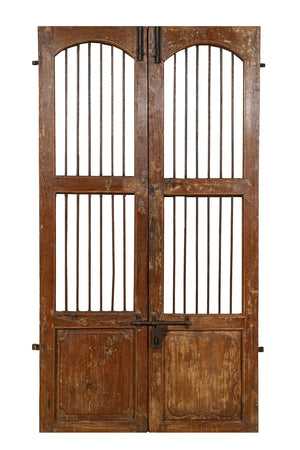 Biscottini Porta portone in legno massello e ferro da interno o da esterno vecchia e antica medievale scorrevole