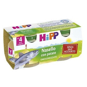 Hipp bio omogeneizzato nasello patate 2vasettix80g