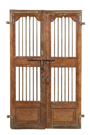 Biscottini Porta portone in legno massello e ferro da interno o da esterno vecchia e antica medievale scorrevole