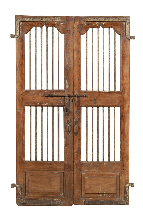 Biscottini Porta portone in legno massello e ferro da interno o da esterno vecchia e antica medievale scorrevole