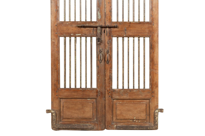 Biscottini Porta portone in legno massello e ferro da interno o da esterno vecchia e antica medievale scorrevole