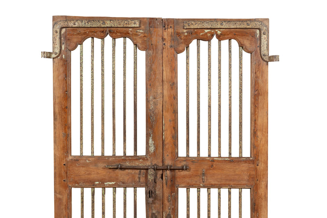 Biscottini Porta portone in legno massello e ferro da interno o da esterno vecchia e antica medievale scorrevole