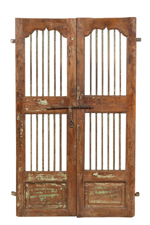 Biscottini Porta portone in legno massello e ferro da interno o da esterno vecchia e antica medievale scorrevole