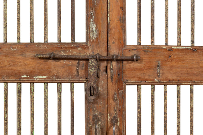 Biscottini Porta portone in legno massello e ferro da interno o da esterno vecchia e antica medievale scorrevole