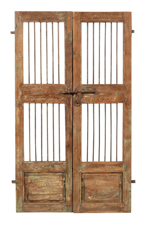 Biscottini Porta portone in legno massello e ferro da interno o da esterno vecchia e antica medievale scorrevole