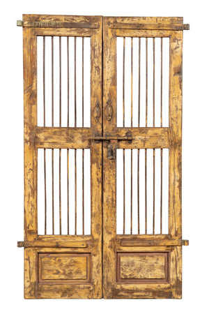 Biscottini Porta portone in legno massello e ferro da interno o da esterno vecchia e antica medievale scorrevole