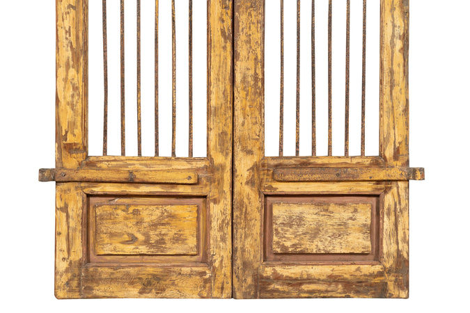 Biscottini Porta portone in legno massello e ferro da interno o da esterno vecchia e antica medievale scorrevole