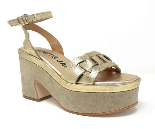 Janet & Janet sandali donna platform in suede gold J 152