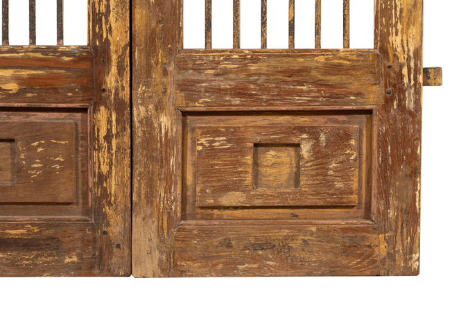 Biscottini Porta portone in legno massello e ferro da interno o da esterno vecchia e antica medievale scorrevole