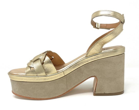 Janet & Janet sandali donna platform in suede gold J 152