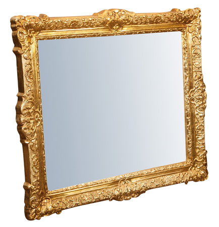 Biscottini Specchiera da parete verticale/orizzontale in legno finitura foglia oro anticato L93xPR5,5xH107 cm Made in Italy