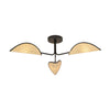 Plafoniera Nordica 3 Luci Gomez In Acciaio Nero E Rattan