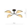 Plafoniera Nordica 4 Luci Gomez In Acciaio Nero E Rattan