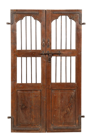 Biscottini Porta portone in legno massello e ferro da interno o da esterno vecchia e antica medievale scorrevole