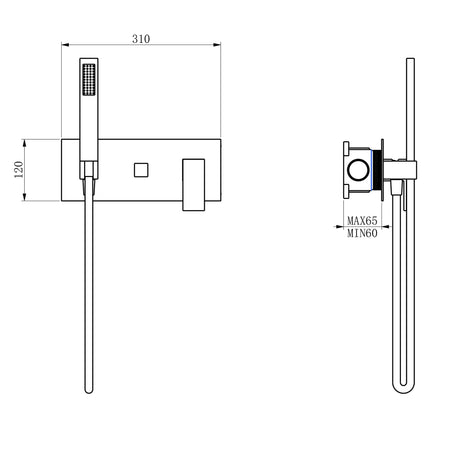Kit doccia NERO con Soffione 20x20 - Braccio Doccia - Miscelatore | POSEIDON