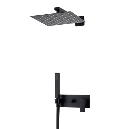 Kit doccia NERO con Soffione 20x20 - Braccio Doccia - Miscelatore | POSEIDON