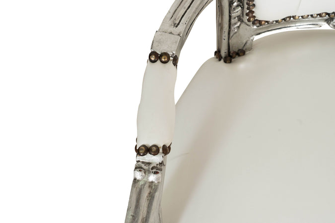 Biscottini Biscottini Poltrona Luigi XVI Faggio Foglia Argento Capitonnè Strass Imbottita