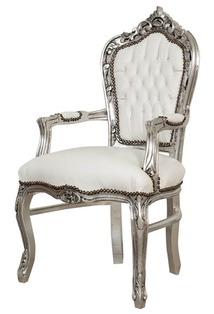 Biscottini Biscottini Poltrona Luigi XVI Faggio Foglia Argento Capitonnè Strass Imbottita