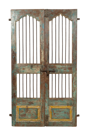 Biscottini Porta portone in legno massello e ferro da interno o da esterno vecchia e antica medievale scorrevole