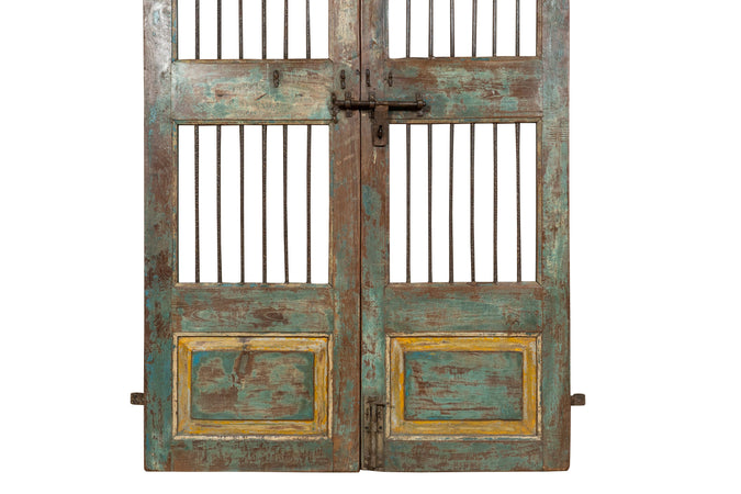 Biscottini Porta portone in legno massello e ferro da interno o da esterno vecchia e antica medievale scorrevole