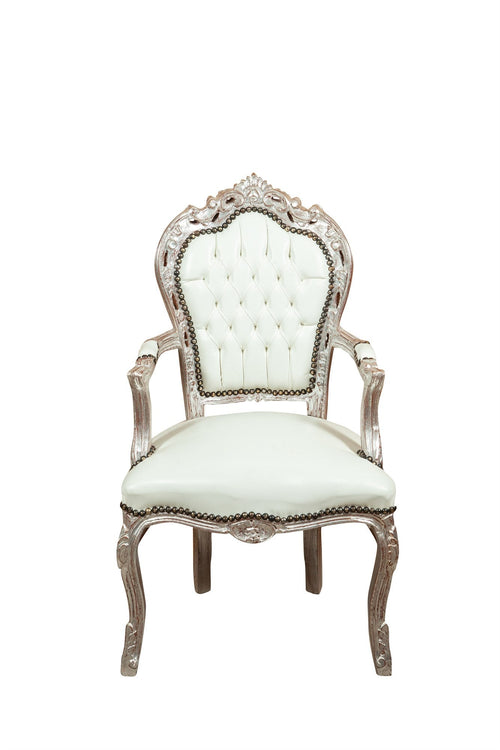 Biscottini Biscottini Poltrona Stile Luigi XVI Legno Faggio Intagliata Mano Argento