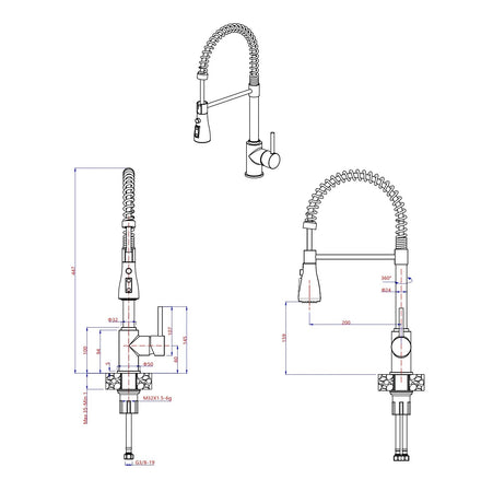 Rubinetto Cucina Acciaio Inox Doccetta a Molla MEXMAX-24
