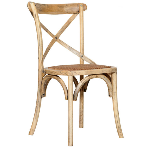 Biscottini Sedia Thonet in massello di frassino e seduta rattan finitura rovere 48x52x88 cm