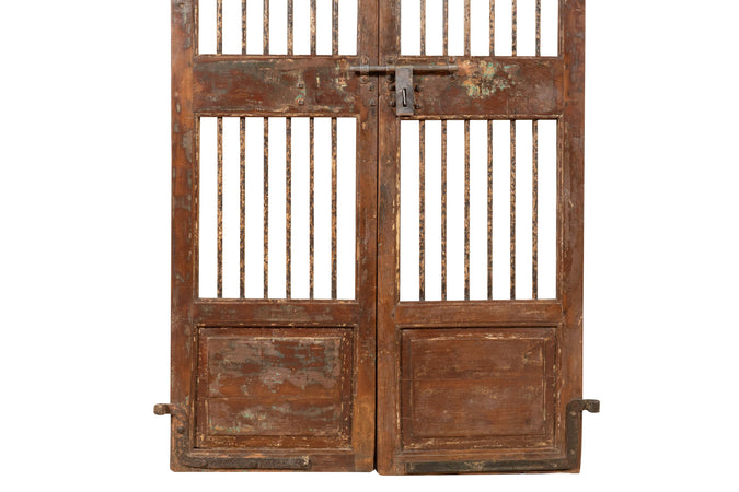 Biscottini Porta portone in legno massello e ferro da interno o da esterno vecchia e antica medievale scorrevole