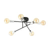 Plafoniera Industriale 6 Luci Veken In Acciao Nero E Cromo Bracci Dritti
