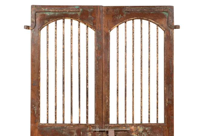 Biscottini Porta portone in legno massello e ferro da interno o da esterno vecchia e antica medievale scorrevole