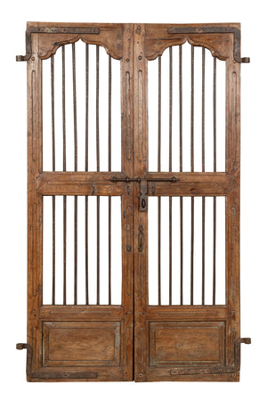 Biscottini Porta portone in legno massello e ferro da interno o da esterno vecchia e antica medievale scorrevole